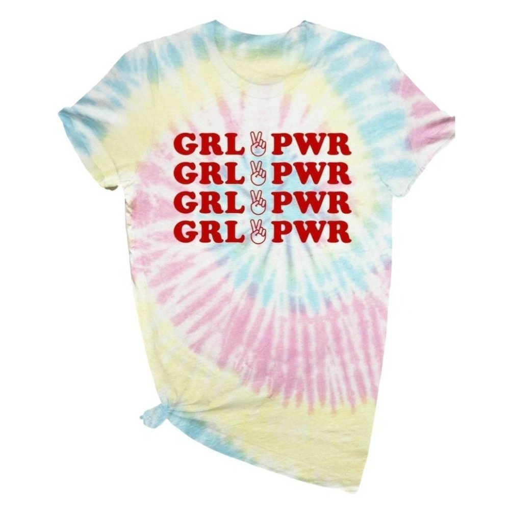 Alphia Girl Power Tie Dye Short Sleeve Tee Size Medium NWT